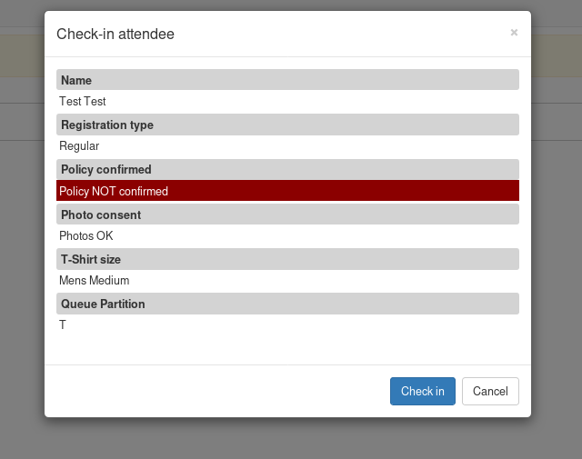 checkin not confirmed screenshot